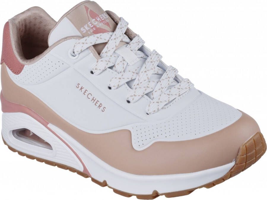 Skechers Uno Pop Color Fun wit tan sneakers dames (177121 WTAN)