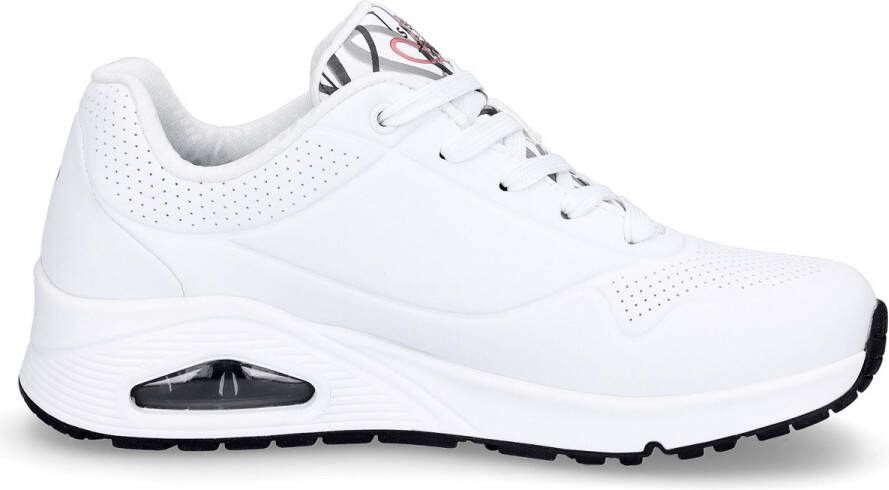 Skechers Sneakers met sleehak UNO-SPREAD THE LOVE Vrijetijdsschoen lage schoen veterschoen met coole graffiti-print