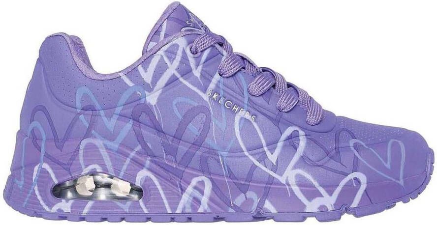 Skechers Sneakers met sleehak UNO-SPREAD THE LOVE Vrijetijdsschoen lage schoen veterschoen met coole graffiti-print