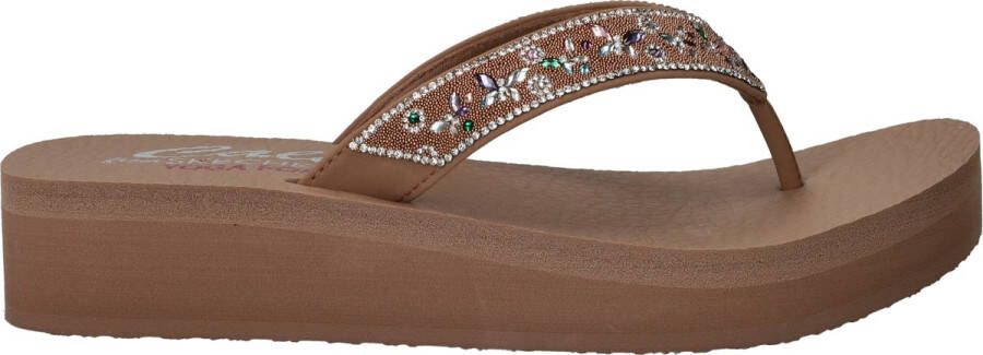 Skechers Vinyasa Butterfly Kiss Dames Slippers Bruin
