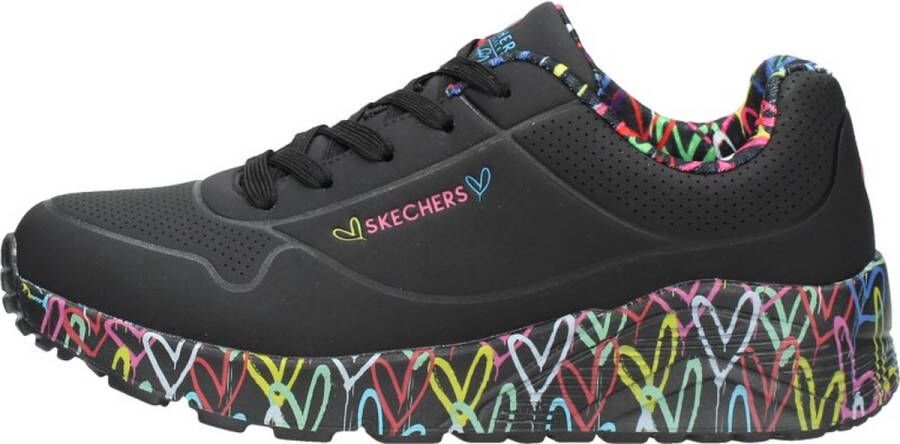 Skechers Uno Light sneakers zwart Meisjes Imitatieleer Hartjes 37 - Foto 4