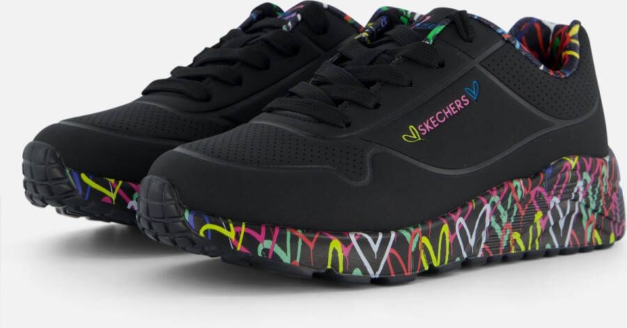 Skechers Uno Light sneakers zwart Imitatieleer Hartjes 37