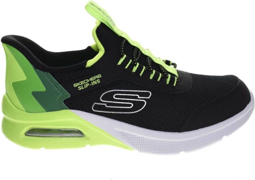 Skechers Zwart Lime Sneaker Slip-ins