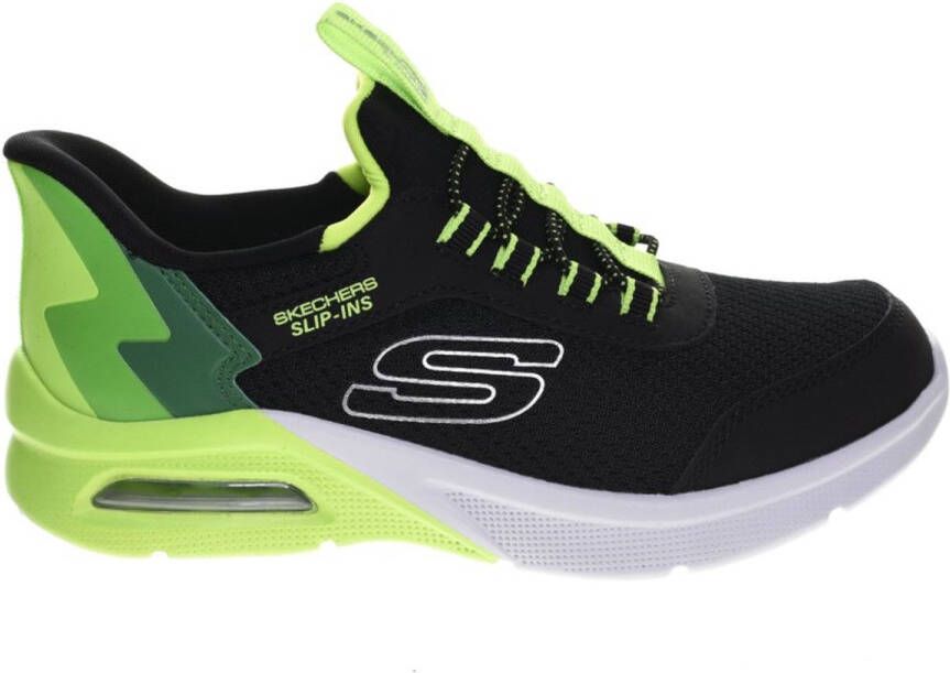 Skechers Zwart Lime Sneaker Slip-ins