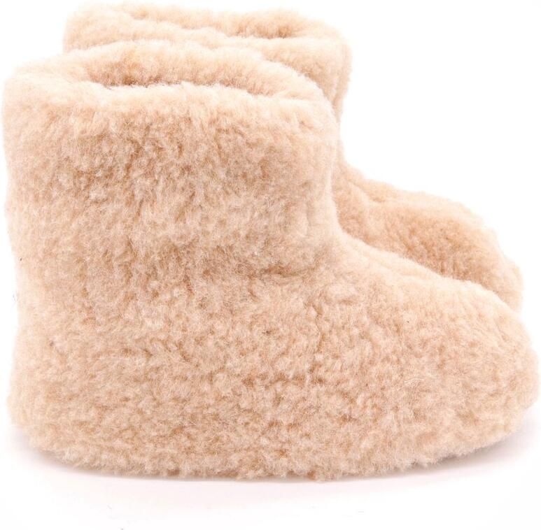 Skéépe Texelse wollen sloffen hoog Beige en 100% schapenwol warme pantoffels