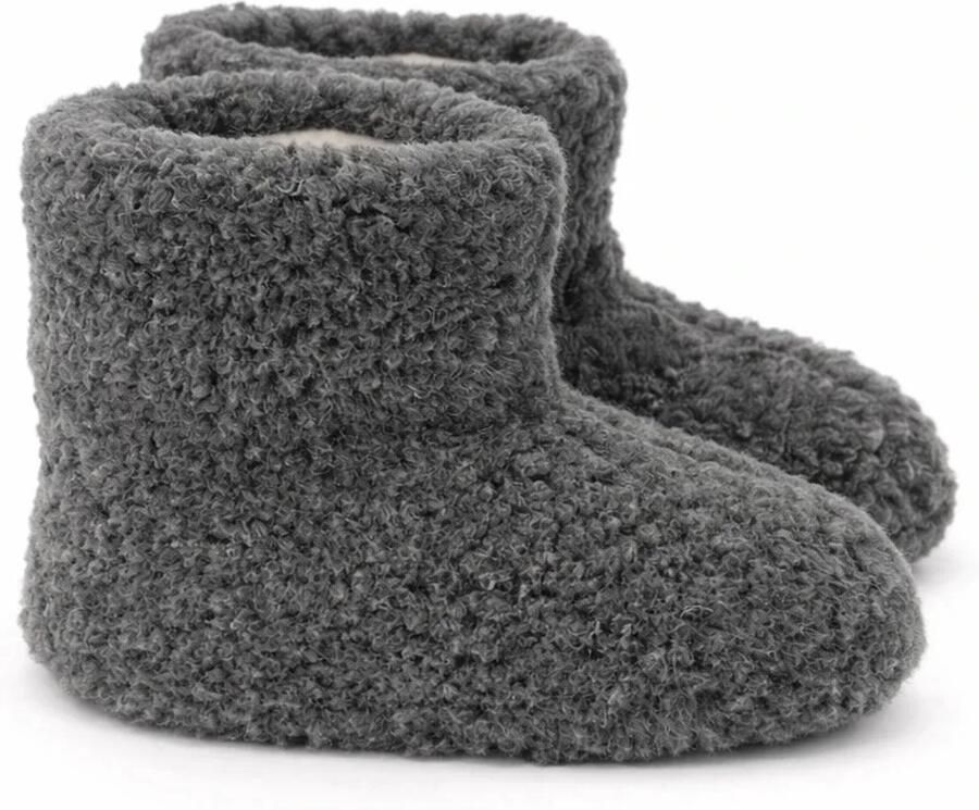 Skéépe Texelse wollen sloffen hoog Donker Grijs en 100% schapenwol warme pantoffels