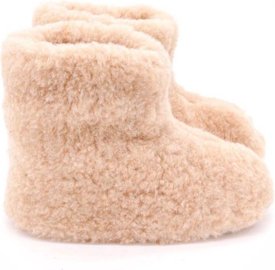 Skéépe Texelse wollen hoge sloffen met echte leren suède zool Beige - Foto 2
