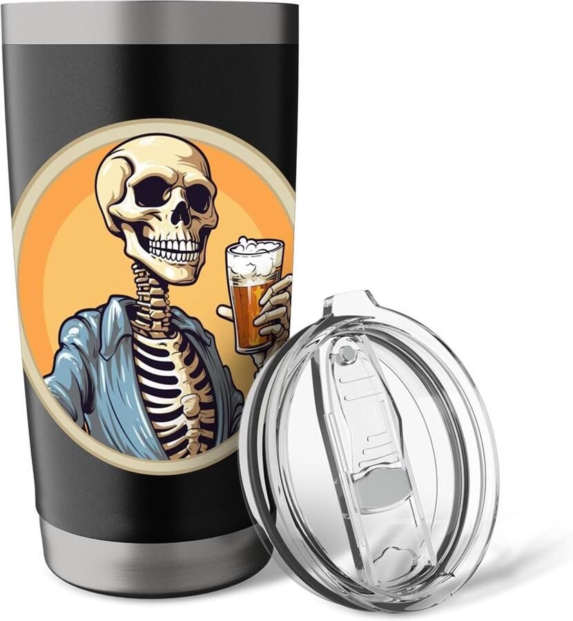 Skelet bier beker dubbelwandig roestvrij staal
