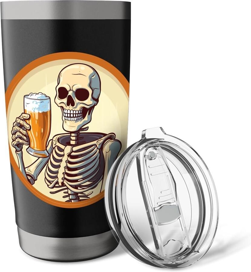 Skelet bier beker met dubbele wand