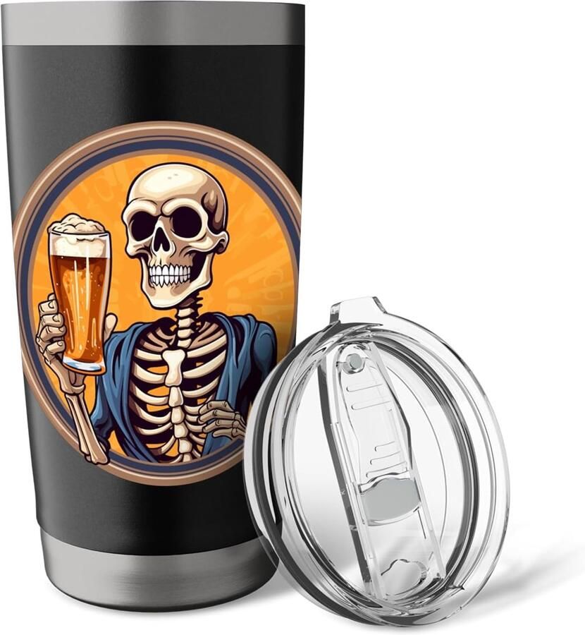 Skelet bier beker met dubbele wand