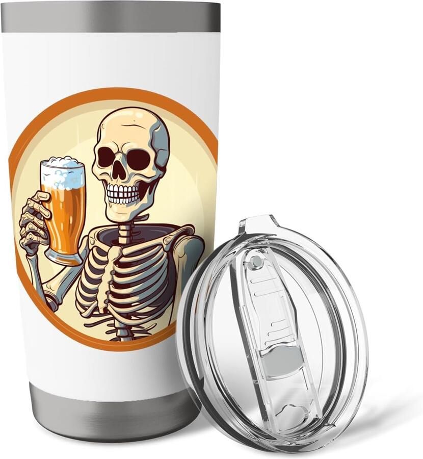 Skelet bier beker met dubbele wand