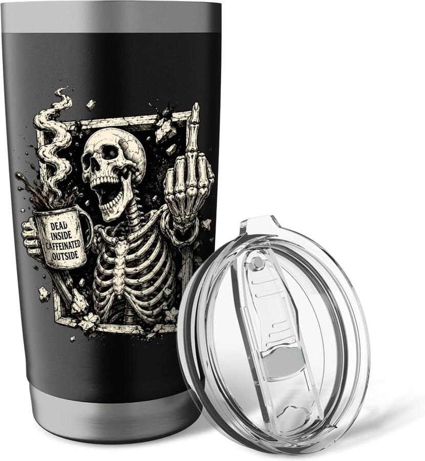 Skelet kopje koffie herfst Halloween esthetisch dubbelwandige thermobeker