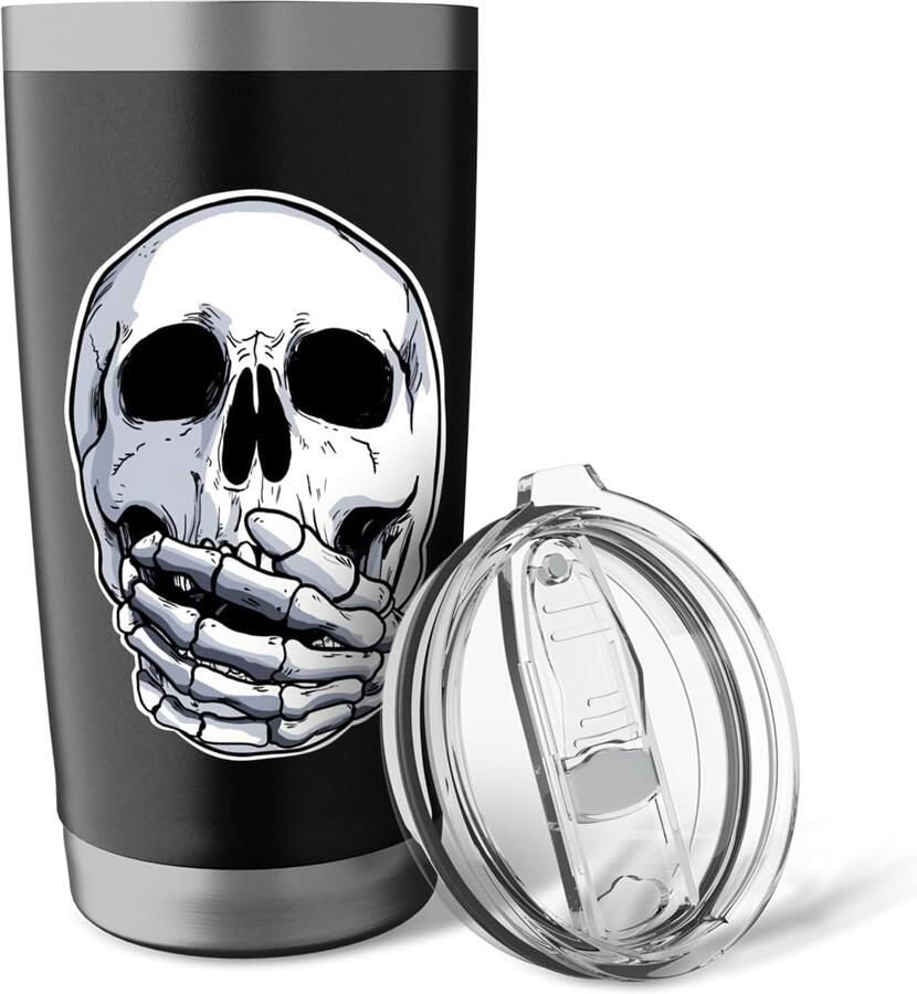 Skeletkop met gesloten mond Speak No Evil dubbele wand thermobeker