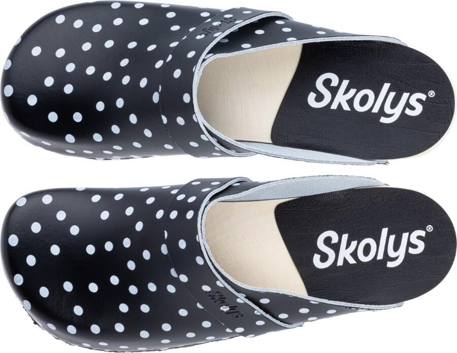 Skolys W-320.02 klompen dames medische clogs tuinklompen werkklompen verpleegkundige ziekenhuis instap zwart + witte stippen - Foto 3