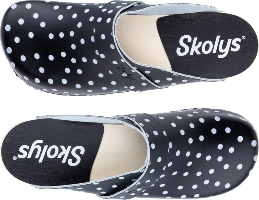 Skolys W-320.02 klompen dames medische clogs tuinklompen werkklompen verpleegkundige ziekenhuis instap zwart + witte stippen - Foto 4