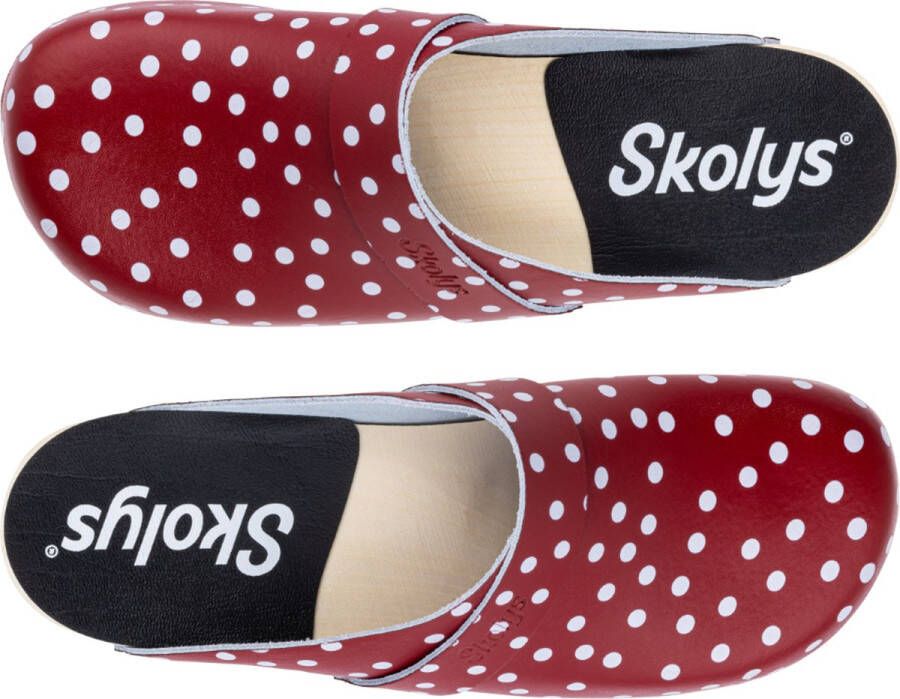 Skolys W-320.06 klompen dames medische clogs tuinklompen werkklompen verpleegkundige ziekenhuis instap rood + witte stippen - Foto 2