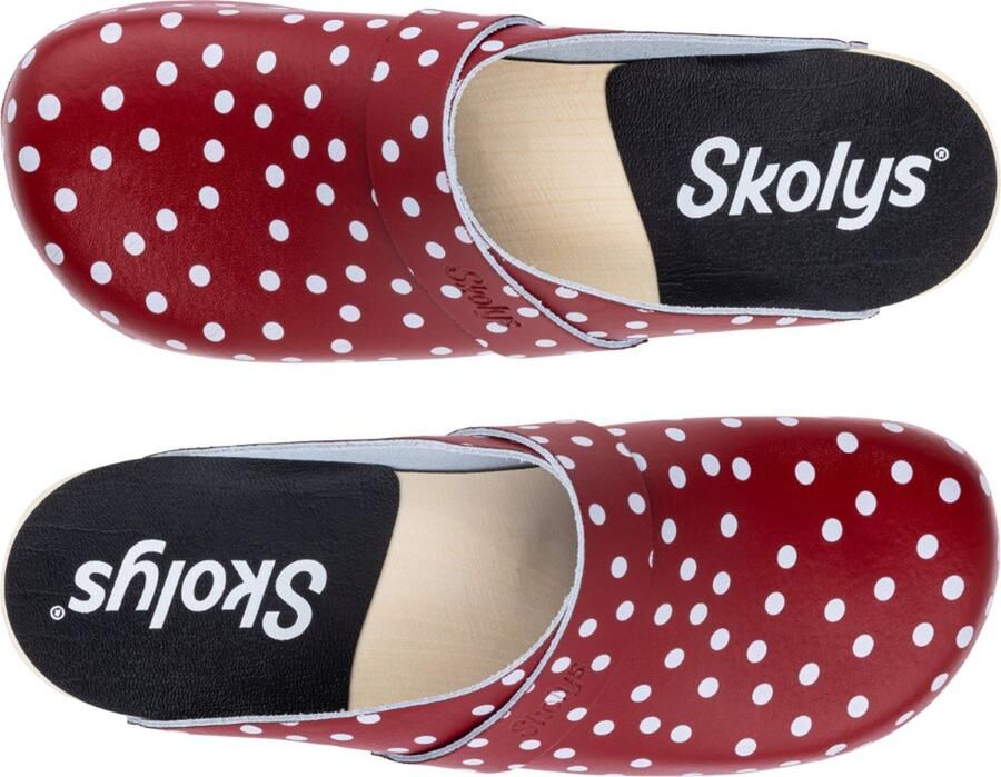 Skolys W-320.06 klompen dames medische clogs tuinklompen werkklompen verpleegkundige ziekenhuis instap rood + witte stippen - Foto 3
