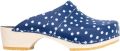 Skolys W-320.10 klompen dames medische clogs tuinklompen werkklompen verpleegkundige ziekenhuis instap blauw met witte stippen - Blauw