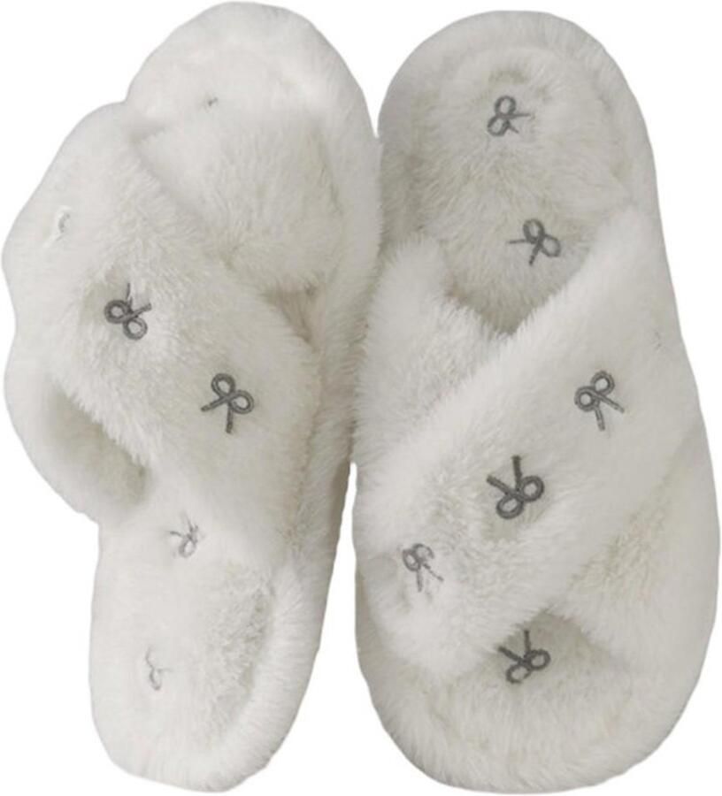Slippers met gekruiste banden en print Maat XL-41-42- Damesslippers Pluche slippers Huisslippers Stijlvolle slippers Veelzijdige slippers Huidvriendelijke slippers harige slippers Geschikt voor gebruik binnenshuis thuis enz