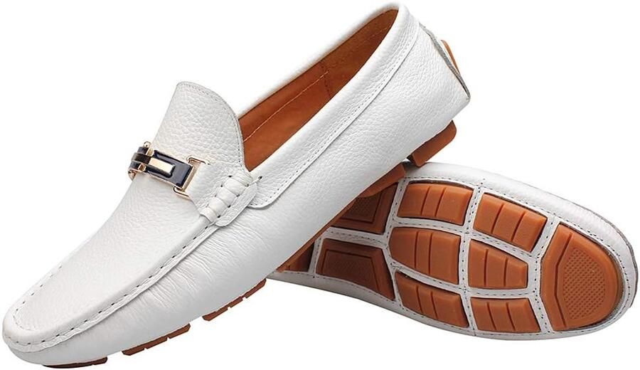 Slippers met gesp lederen instapper