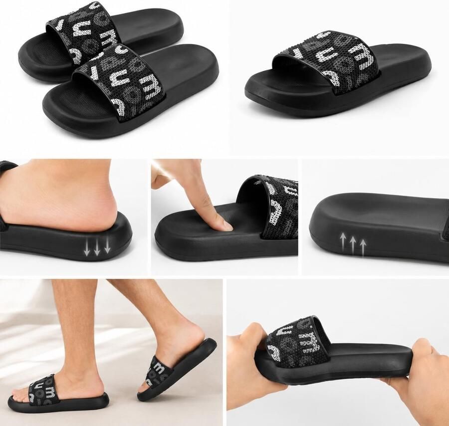 Slippers met letterpatroon comfortabel voor zomer en vrije tijd