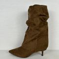 Slouchy laarzen met naaldhakje khaki - Khaki