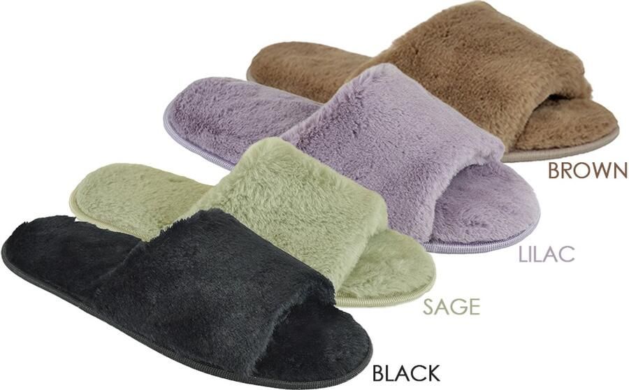 SlumberzzZ Zwart Fluffy Memory Foam Pantoffels met Dikke Band Open Teen Antislip Zool en Zachte Pluche Voering Cozy Thuis Pantoffels