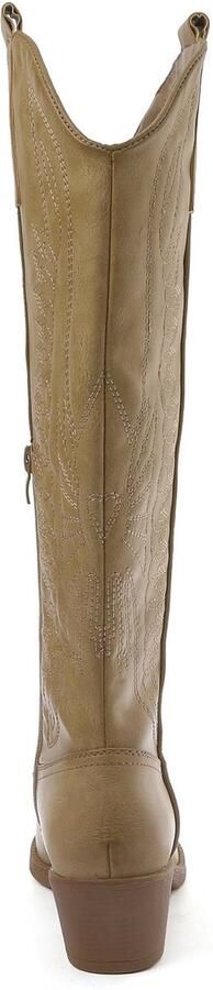 Weloveshoes Black Friday Deal Dames Cowboylaarzen met Hak Imitatieleer Taupe Khaki - Foto 5