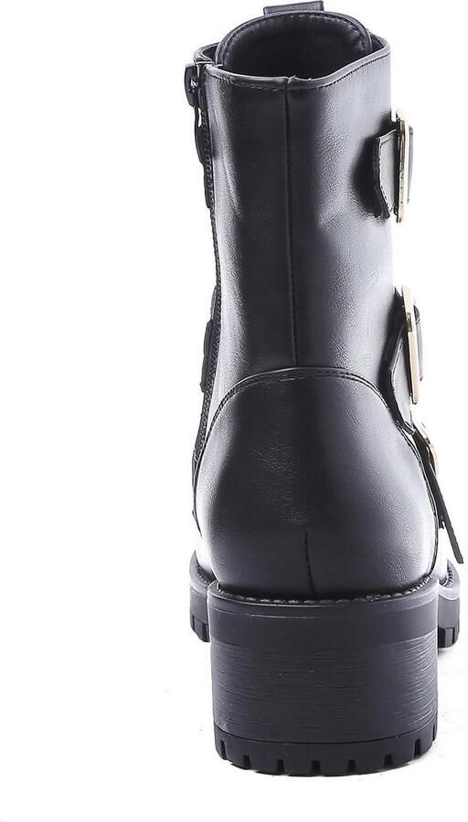 Weloveshoes SmileFavorites® Biker boots met Hak Imitatieleer Zwart - Foto 5