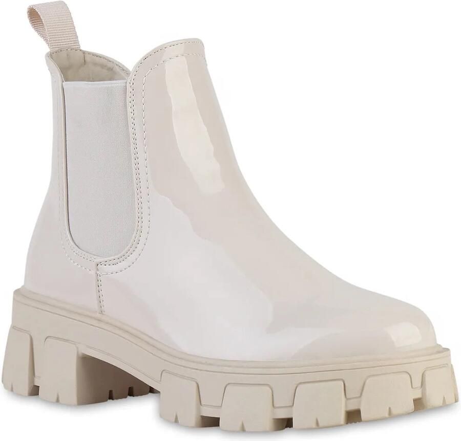 Weloveshoes Smile Favorites Dames Chelsea boots Beige Imitatieleer Lak - Foto 2