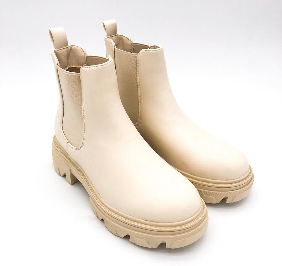 Weloveshoes SmileFavorites® Chelsea boots met Hak Imitatieleer Beige - Foto 3