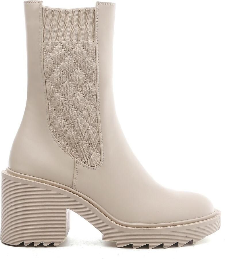 Weloveshoes SmileFavorites® Chelsea boots met Hak Imitatieleer Beige - Foto 2