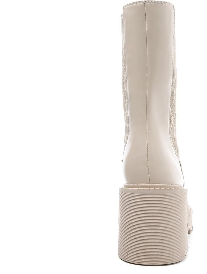 Weloveshoes SmileFavorites® Chelsea boots met Hak Imitatieleer Beige - Foto 3