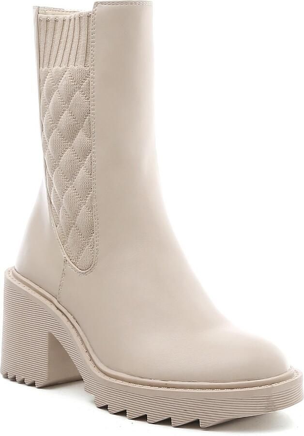 Weloveshoes SmileFavorites® Chelsea boots met Hak Imitatieleer Beige - Foto 4
