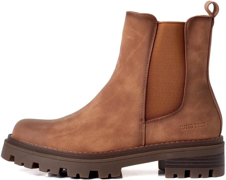 Weloveshoes Smile Favorites Dames Chelsea boots Camel Imitatieleer