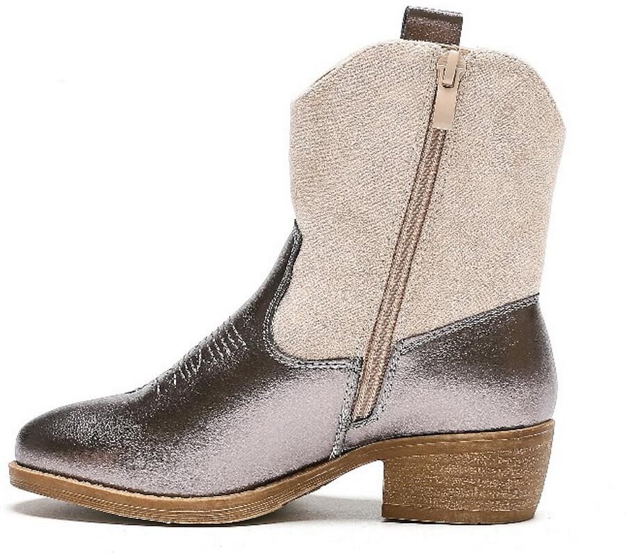 Weloveshoes Smile Favorites Meisjes Cowboylaarzen Beige Imitatieleer Suedine Gun Metallic
