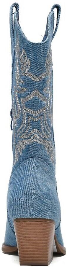 Weloveshoes Cyber Monday Deal Dames Cowboylaarzen met Hak Blauw - Foto 3