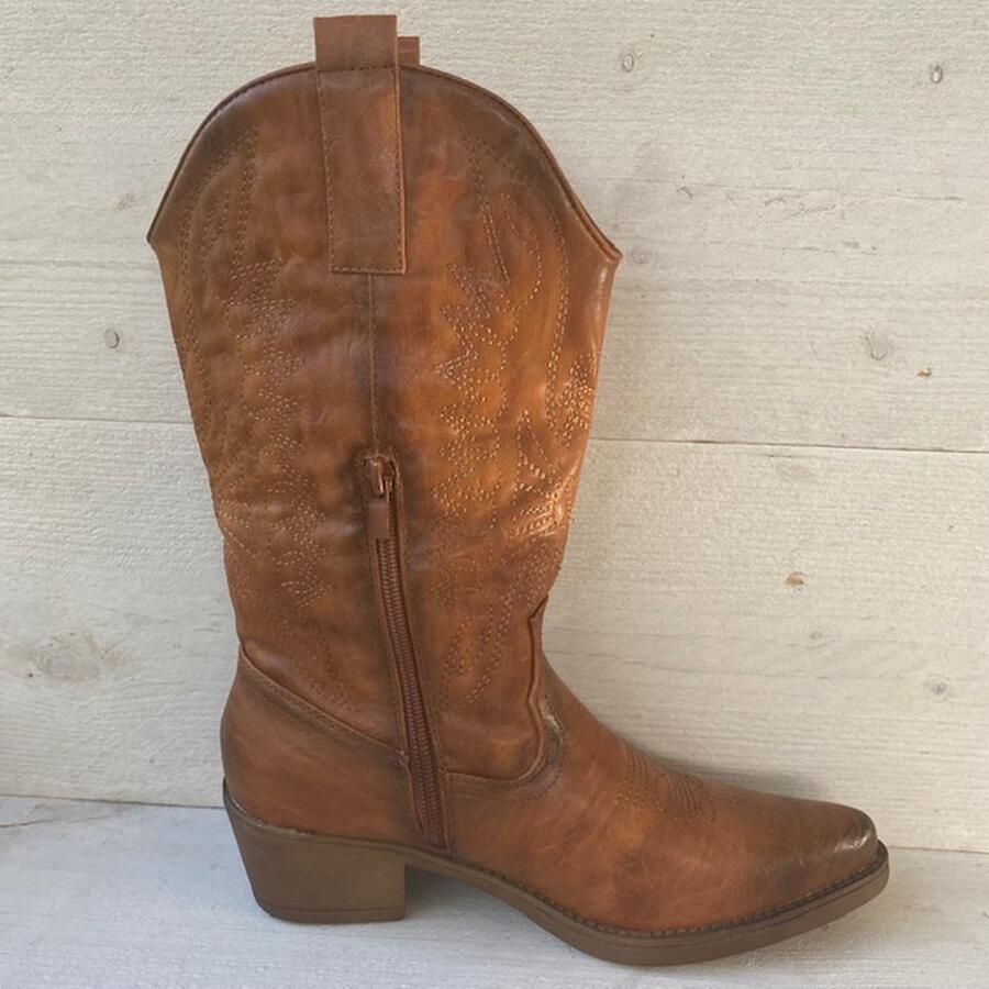 Weloveshoes Cyber Monday Deal Dames Cowboylaarzen met Hak Imitatieleer Camel - Foto 2