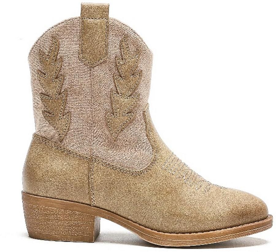 Weloveshoes Smile Favorites Meisjes Cowboylaarzen Khaki Imitatieleer Suedine