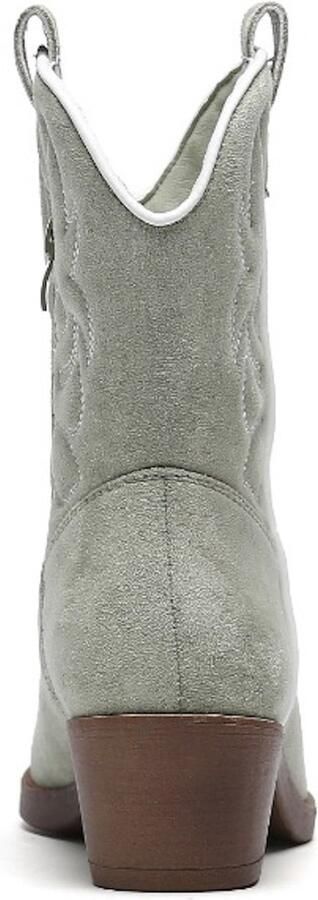 Smile Favorites Dames Cowboylaarzen Kort Groen Suedine