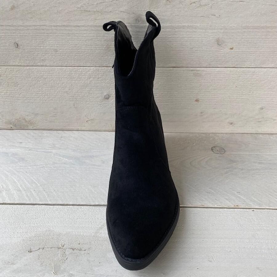 Weloveshoes Cyber Monday Deal Dames Cowboylaarzen met Hak Kort Suedine Zwart
