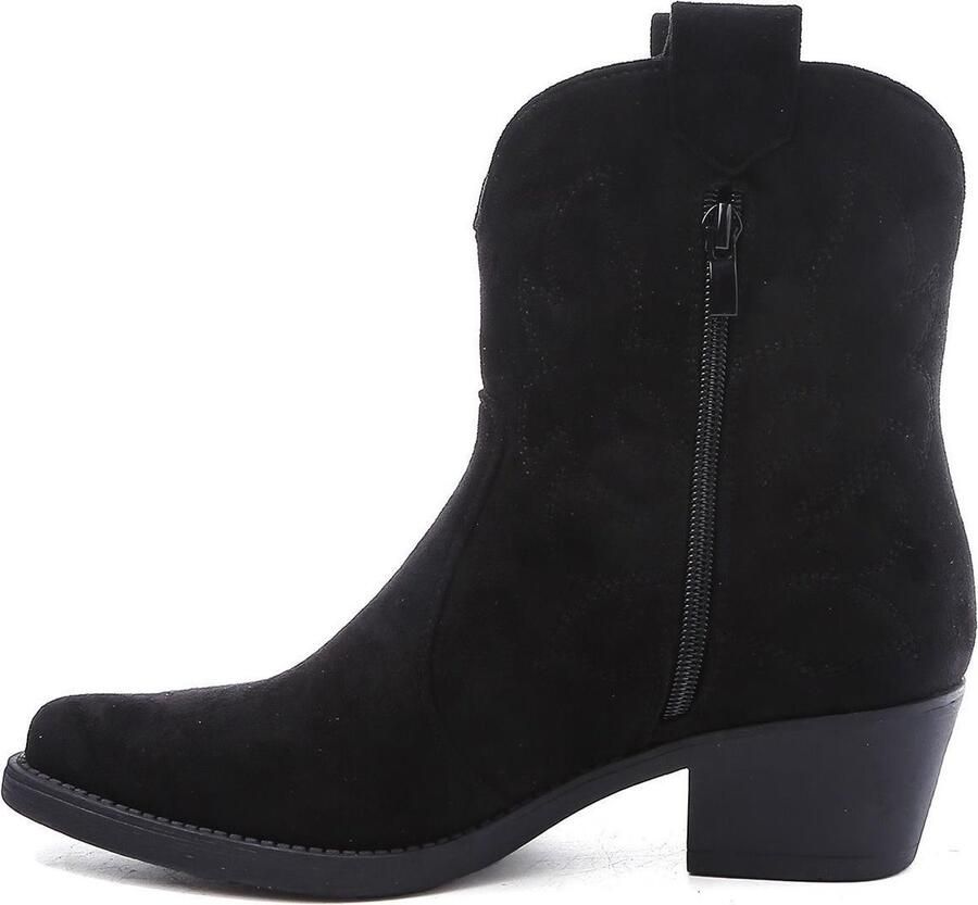 Weloveshoes Black Friday Deal Dames Cowboylaarzen met Hak Kort Suedine Zwart - Foto 5