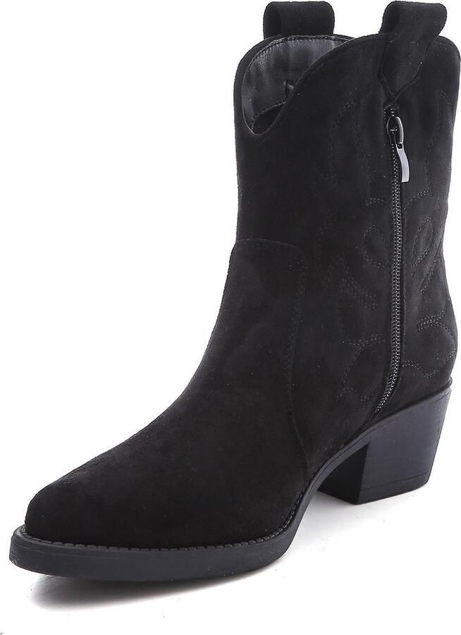 Weloveshoes Black Friday Deal Dames Cowboylaarzen met Hak Kort Suedine Zwart - Foto 6
