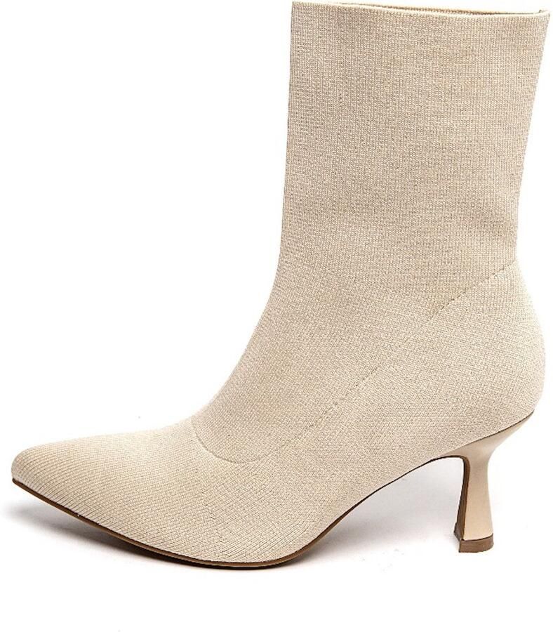 Smile Favorites Dames Enkellaarsjes Pumps Heels Beige Stof - Foto 2