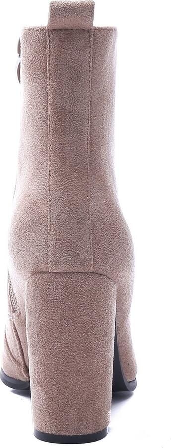Weloveshoes Cyber Monday Deal Dames Enkellaarzen met Hak Suedine Taupe Nude - Foto 4