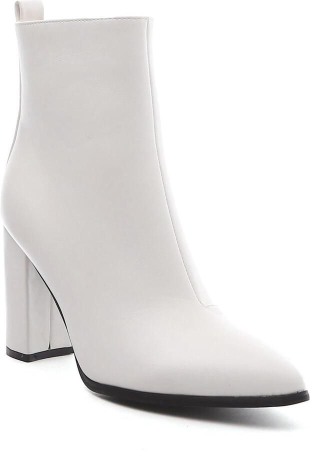 Weloveshoes Cyber Monday Deal Dames Enkellaarzen met Hak Imitatieleer Wit - Foto 3