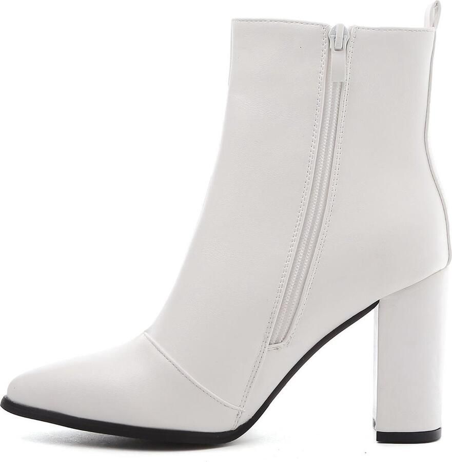 Weloveshoes Cyber Monday Deal Dames Enkellaarzen met Hak Imitatieleer Wit