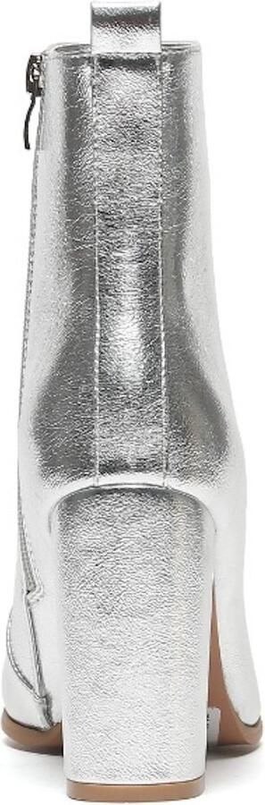 Weloveshoes Cyber Monday Deal Dames Enkellaarzen met Hak Imitatieleer Zilver - Foto 3