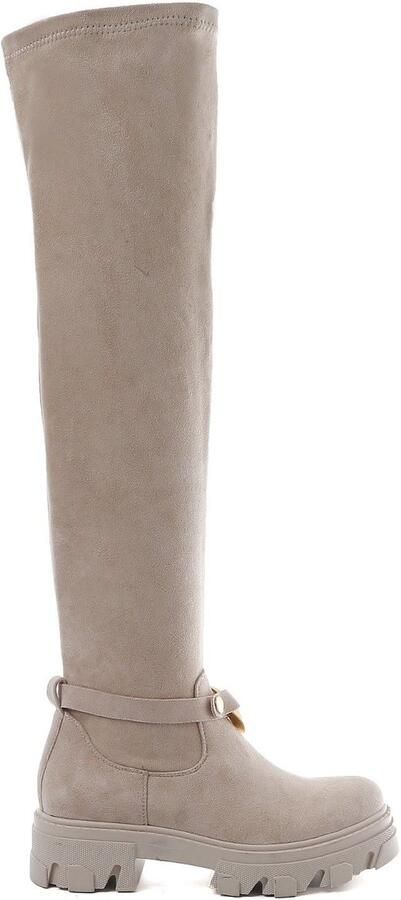 Weloveshoes SmileFavorites® Laarzen met Hak Suedine Beige - Foto 3