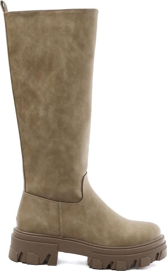Weloveshoes SmileFavorites® Laarzen Chelsea boots met Hak Suedine Taupe Khaki - Foto 2
